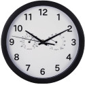 Hama 186342 "Pure Plus" Wall Clock, 25 cm, with Thermometer / Hygrometer, Quiet,black