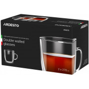 Набор чашек с ручками Ardesto с двойными стенками, 270 мл, H 10 см, 2 шт, боросиликатное стекло