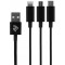2E Cable USB 3 in 1 Micro/Lighting/Type C, 5V/.4A, 1.2m, black