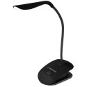 Desk Lamp Esperanza DENEB ELD104K Black, 14 LED’s, Touch switch, 3 levels of brightness, Light color: 5500K, Flexible arm, Retaining clip, Built-in eye protection filter, Power: 3W, The angle of incidence of light: 120%, Power supply: USB 5V/0,5A or 4 AAA