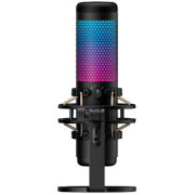 HyperX QuadCast S, RGB Microphone for the streaming, Anti-Vibration shock mount, Tap-to-Mute sensor with LED indicator, Four selectable polar patterns, Internal pop filter, Built-in headphone jack, Cable length: 3m, Black/Red,  USB