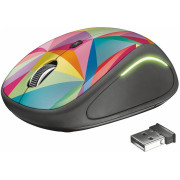  Trust Yvi FX Wireless Mouse - Geometrics, LED illumination in continuously changing colours, 8m 2.4GHz, Micro receiver, 800-1600 dpi, 4 button, Rubber sides for comfort and grip, USB