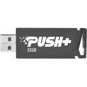 32GB USB3.2  Patriot PUSH+ Black, Capless design, Light weight of 10g (Read 45 MByte/s, Write 18 MByte/s)