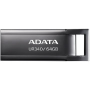 64GB USB3.1 Flash Drive ADATA UR340, Black, Metal Case, Slim Capless, Keychain (R:Up to 100 MB/s)