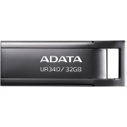 32GB USB3.1 Flash Drive ADATA UR340, Black, Metal Case, Slim Capless, Keychain (R:Up to 100 MB/s)