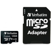 Карта памяти Verbatim Premium 128GB microSD Class10 A1 UHS-I + SD adapter