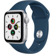 Apple Watch SE GPS 40mm Silver Aluminium Case with Abyss Blue Sport Band (MKNY3)