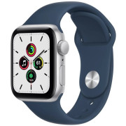 Apple Watch SE GPS 40mm Silver Aluminum Case with Abyss Blue Sport Band (MKNY3)
