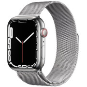 Series 7 GPS + Cellular 41mm Silver Stainless Steel Case with Silver Milanese Loop (MKHF3, MKHX3)