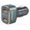Car Charger XPower, 2.1A + Micro-USB Cable, 2USB, Black