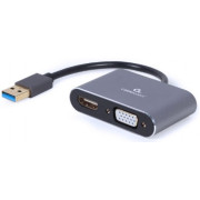Adapter USB 3.0 male to HDMI & VGA sockets, HDMI 4K (30Hz) Cablexpert A-USB3-HDMIVGA-01