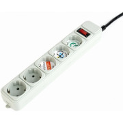  Gembird Surge Protector SPG3-B-10C, 5 Sockets, 3m, up to 250V AC, 16 A, safety class IP20, Grey