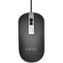 Mouse Gembird MUS-4B-06-BS, 800-1200 dpi, 4 buttons, Ambidextrous, 1.35m, White/Silver, USB