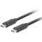 Lanberg Cable USB-C M/M 3.1 GEN 2 CABLE 1M 10GB/S PD100W Black