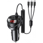 Usams Car Charger 3-in-1 C22 Dual 3.4A, Black