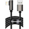 Cable USB - Lightning, Braided, 2.4A, 1m, 90°, Baseus Legend Elbow Black CALCS-01