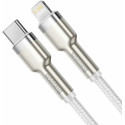 Cable Type-C - Lightning, Braided, PD 20W, 1m, Baseus Cafule Metal White  CATLJK-A02