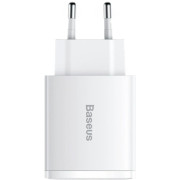 Universal Home Charger Baseus Compact, 3xUSB (2U + C), 30W, 5V/3A, White CCXJ-E02