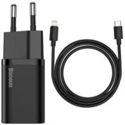 Universal Home Charger Baseus Super Si, 1xUSB Type-C, 20W, 5V/3A, Cable included (Type-C - Lightning, 1m), Black  TZCCSUP-B01