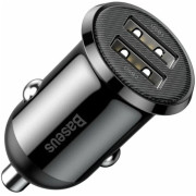 USB Car Charger - Baseus Grain Pro, 2xUSB (U + U), 5V/4.8A, Black  CCALLP-01