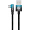 Cable USB - Type-C, Braided, 100W, 2m, 90°, Baseus MVP2 Black-Blue CAVP000521