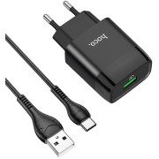 HOCO C72Q Glorious single port QC3.0 charger set(Type-C)(EU) Black