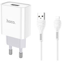 HOCO C81A Asombroso single port charger set Lighting White