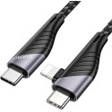 HOCO U95 2-in-1 Freeway PD charging data cable(Type-C to Type-C/Lightning)