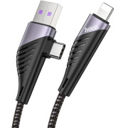 HOCO U95 2-in-1 Freeway PD charging data cable(USB/Type-C to Lightning) Black