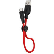 HOCO X21 Plus Silicone charging cable for Type-C(L=0.25M) black&red