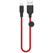 HOCO X21 Plus Silicone charging cable for Micro(L=0.25M) black&red