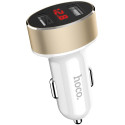 HOCO Z26 high praise dual port car charger with digital display, White