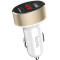 HOCO Z26 high praise dual port car charger with digital display, White