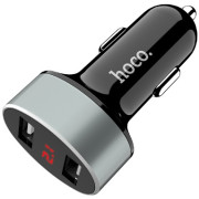 HOCO Z26 high praise dual port car charger with digital display, Black