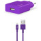 ttec Wall Charger Smart Travel with Cable USB to Lightning 2.4A (1.2m), Purple