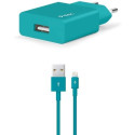 ttec Wall Charger Smart Travel with Cable USB to Lightning 2.4A (1.2m), Turquoise 