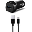 ttec Car Charger USB-A 2.1A with Type-C Cable, Black 