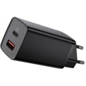 Universal Home Charger Baseus GaN2 Lite, 2xUSB (C + U), 65W, Black  CCGAN2L-B01