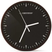 Clock Wall Esperanza BUDAPEST  EHC010K Black,  20 cm, plastic frame, Quiet movement, hook for easy installation, Power: 1x AA battery (not included)