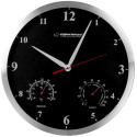 Clock Wall Esperanza WASHINGTON  EHC008K Black,  30 cm, Aluminum clock frame and hands, Quiet movement, hook for easy installation, Measurements: temperature and humidity, Power supply: 1 x 1.5V AA battery (not included)