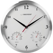 Clock Wall Esperanza WASHINGTON  EHC008W White,  30 cm, Aluminum clock frame and hands, Quiet movement, hook for easy installation, Measurements: temperature and humidity, Power supply: 1 x 1.5V AA battery (not included)