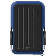 2.5" External HDD 5.0TB (USB3.2)  Silicon Power Armor A66, Black/Blue, Rubber + Plastic, Military-Grade Protection MIL-STD 810G, IPX4 waterproof, Advanced internal suspension system keeps the hard drive safe from drops and bumps