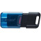 256GB USB-С3.2 Kingston DataTraveler 80M, Black/Blue, USB-C, Cap design, Stylish slim plastic casing fits, Keyring Loop (Read 200 MByte/s)