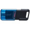 128GB USB-С3.2 Kingston DataTraveler 80M, Black/Blue, USB-C, Cap design, Stylish slim plastic casing fits, Keyring Loop (Read 200 MByte/s)