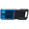 64GB USB-С3.2 Kingston DataTraveler 80M, Black/Blue, USB-C, Cap design, Stylish slim plastic casing fits, Keyring Loop (Read 200 MByte/s)