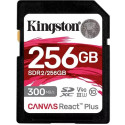 256GB SD Class10 UHS-II U3 (V90)  Kingston Canvas React Plus, Ultimate, Read: 300Mb/s, Write: 260Mb/s,  Capture 4K/8K Ultra-HD high-speed shots without dropping frames, Ultimate speeds to support professional camera use