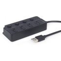 USB 2.0 Hub 4-port with switches, cable 80 cm, Gembird UHB-U2P4P-01, Black