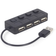 USB 2.0 Hub 4-port with switches, Gembird UHB-U2P4-05, Black