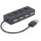 USB 2.0 Hub 4-port with switches, Gembird UHB-U2P4-05, Black