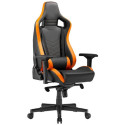  Lumi Premium Gaming Chair with Headrest & Lumbar Support CH06-34, Black/Orange, PVC Leather, 4D Armrest, Steel Frame, 350mm Nylon Plastic Base, PU Caster, 80mm Class 4 Gas Lift, Weight Capacity 180 Kg